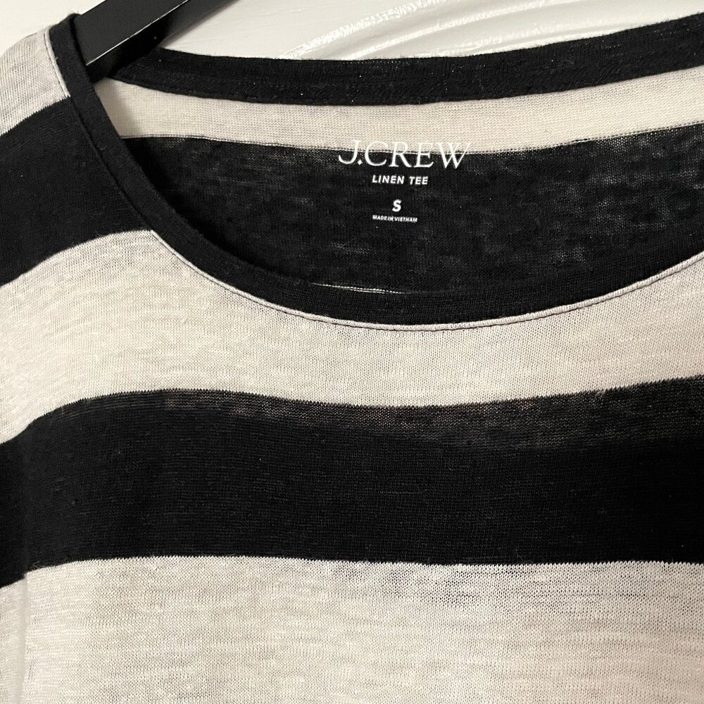 J.Crew Linen Roll Cuff Tee in Stripe - Picture 4 of 7
